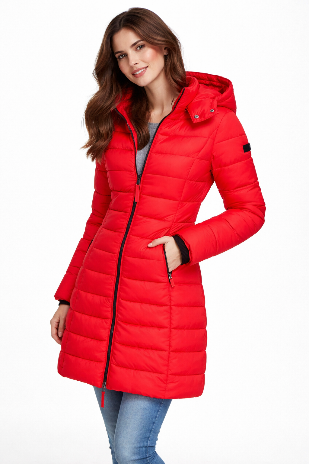 Hooded Down Jacket with Zipper – Casual Wear, Outdoor Activities