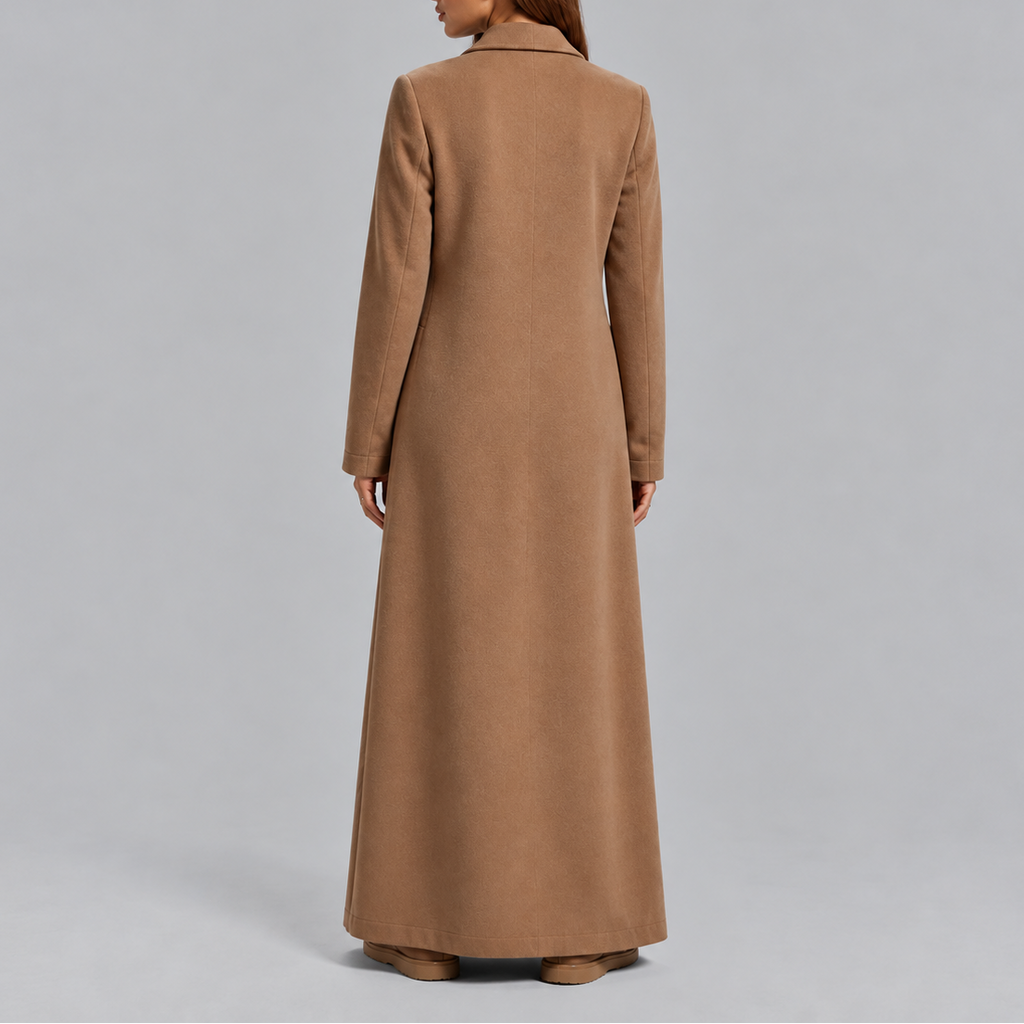 Women's Longline Double-Breasted Coat Warm Winter – Casual, Office