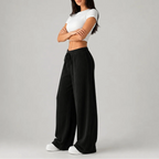 Women’s Wide Leg Lounge Pants, Ribbed Drawstring – Casual, Relaxation