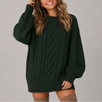Oversized Cable Knit Jumper Dress for Women with Long Sleeves – Casual, Everyday Wear