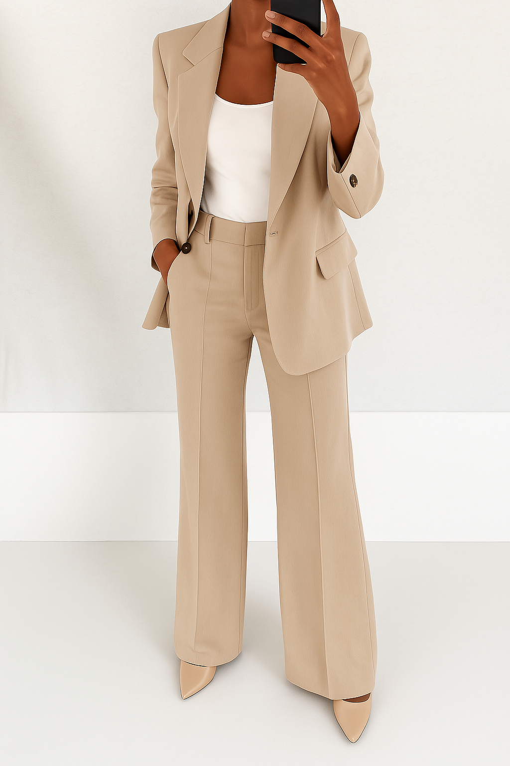 Chic Two-Piece Blazer & Trouser Set – Office, Casual