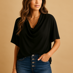 Chiffon Batwing Sleeve Blouse for Women | Lightweight Casual Top for Daily Wear | Versatile Everyday Fashion