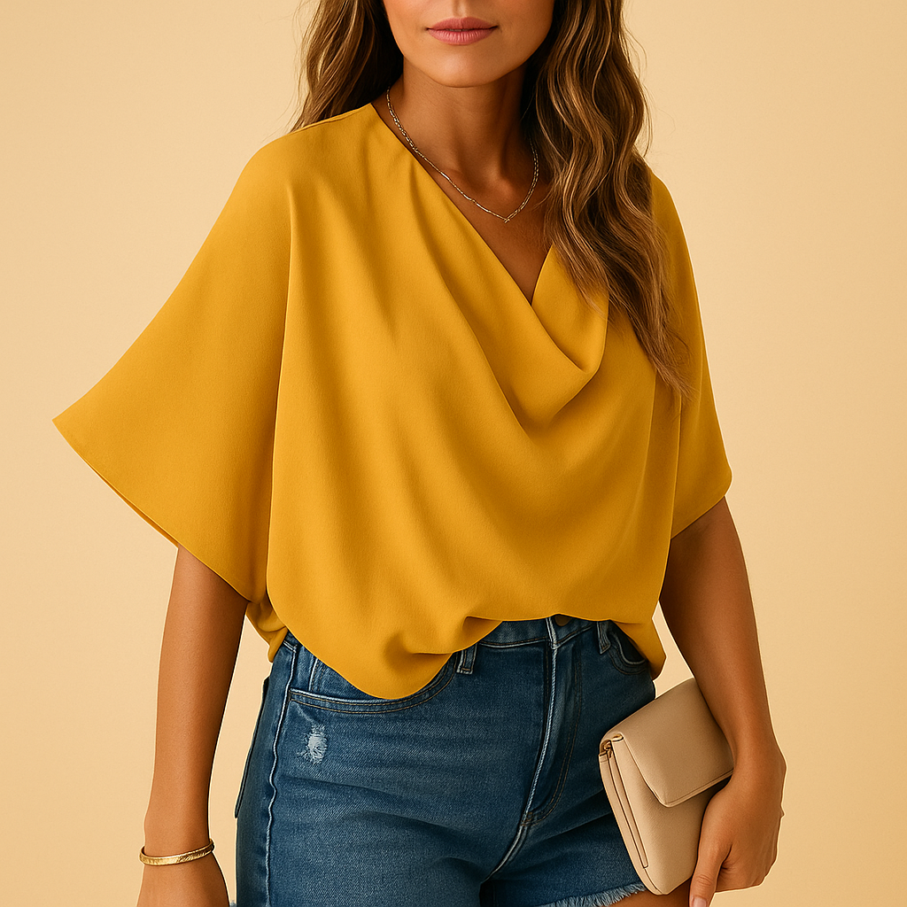 Chiffon Batwing Sleeve Blouse for Women | Lightweight Casual Top for Daily Wear | Versatile Everyday Fashion