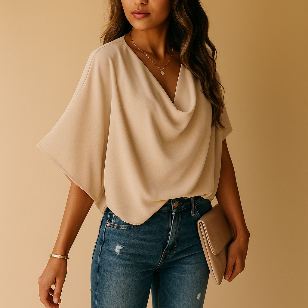 Chiffon Batwing Sleeve Blouse for Women | Lightweight Casual Top for Daily Wear | Versatile Everyday Fashion