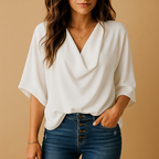 Chiffon Batwing Sleeve Blouse for Women | Lightweight Casual Top for Daily Wear | Versatile Everyday Fashion