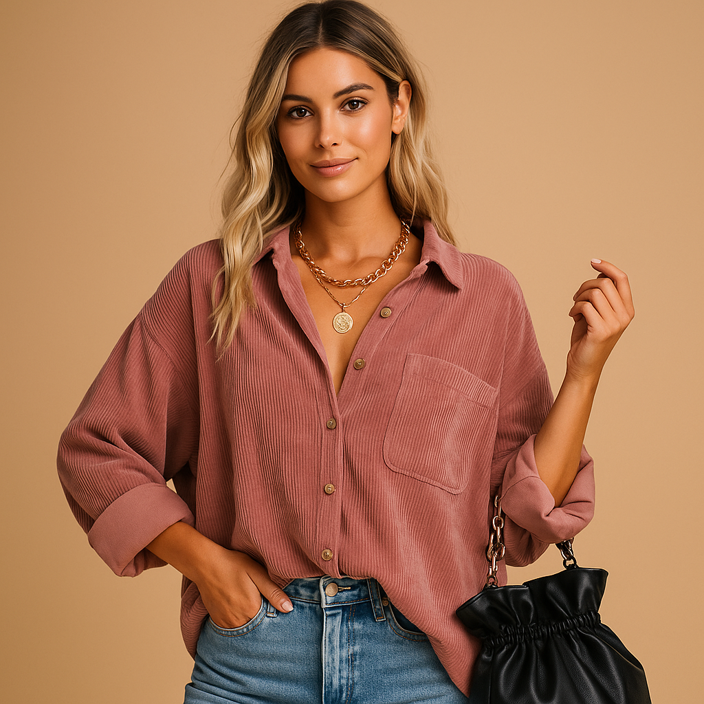 Corduroy Knitted Jacket for Women | Casual Fall and Winter Outerwear | Soft and Warm Layering Piece