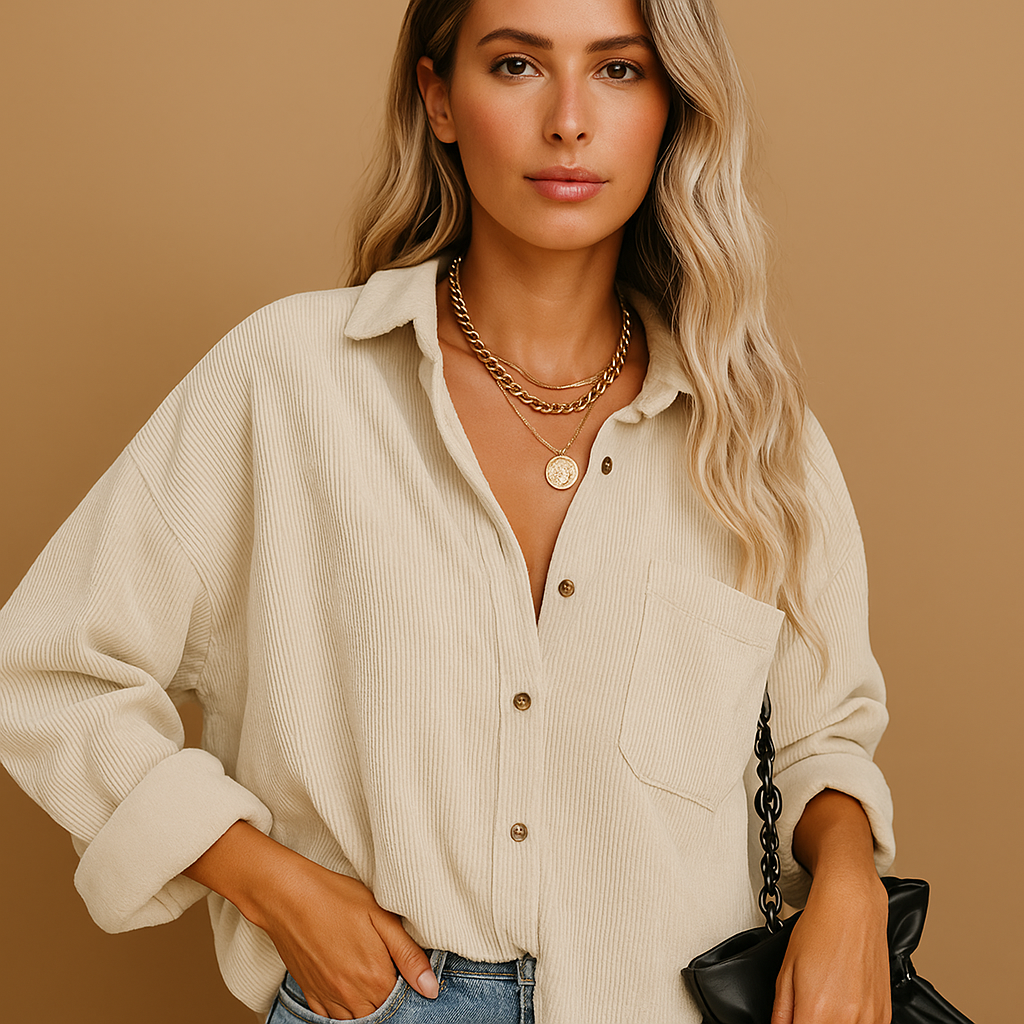 Corduroy Knitted Jacket for Women | Casual Fall and Winter Outerwear | Soft and Warm Layering Piece