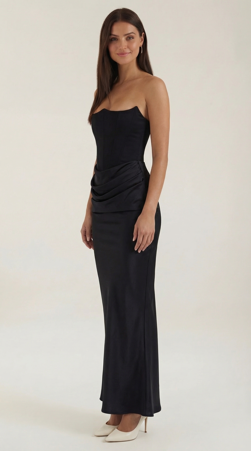 Corset Maxi Dress in Fiorella Fabric - Elegant Evening Wear for Special Occasions