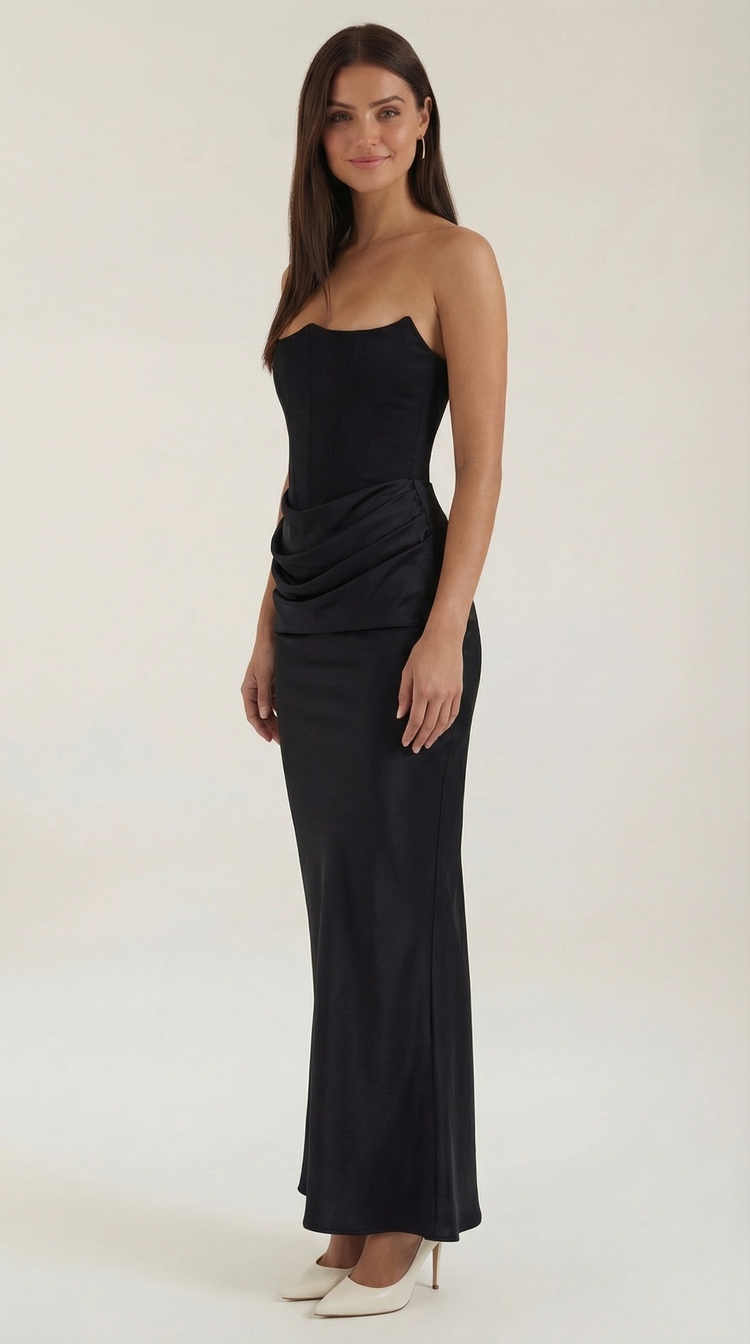 Corset Maxi Dress in Fiorella Fabric - Elegant Evening Wear for Special Occasions