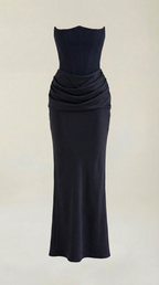 Corset Maxi Dress in Fiorella Fabric - Elegant Evening Wear for Special Occasions