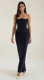 Corset Maxi Dress in Fiorella Fabric - Elegant Evening Wear for Special Occasions