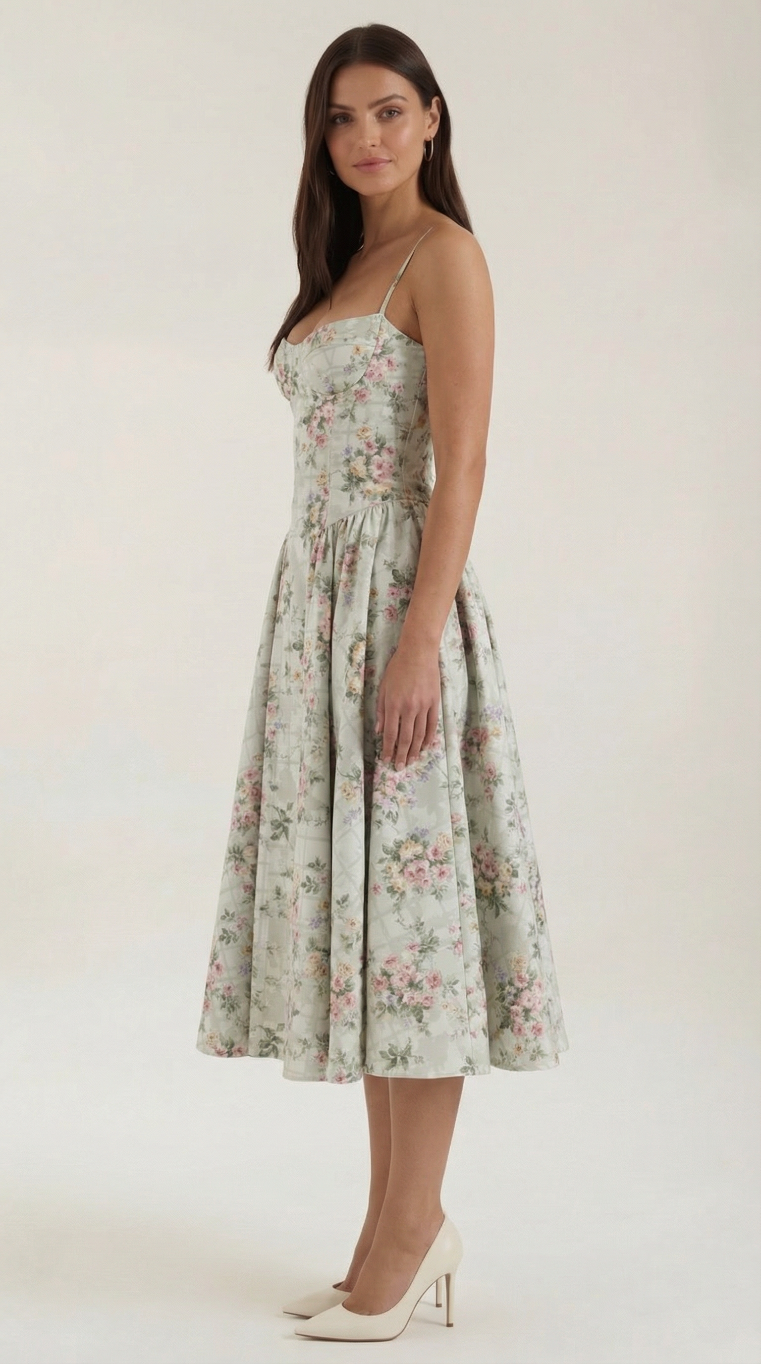 Corset Midi Dress in Elegant Fabric for Formal Events and Special Occasions