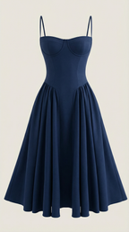 Corset Midi Dress in Elegant Fabric - Perfect for Formal Events and Special Occasions