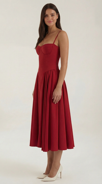 Corset Midi Dress in Elegant Fabric for Formal Events and Special Occasions