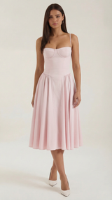 Corset Midi Dress in Elegant Fabric for Formal Events and Special Occasions