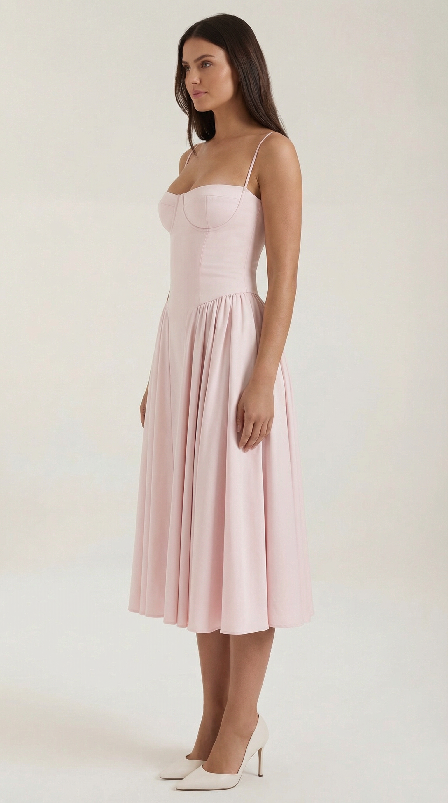 Corset Midi Dress in Elegant Fabric for Formal Events and Special Occasions