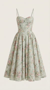Corset Midi Dress in Elegant Fabric for Formal Events and Special Occasions