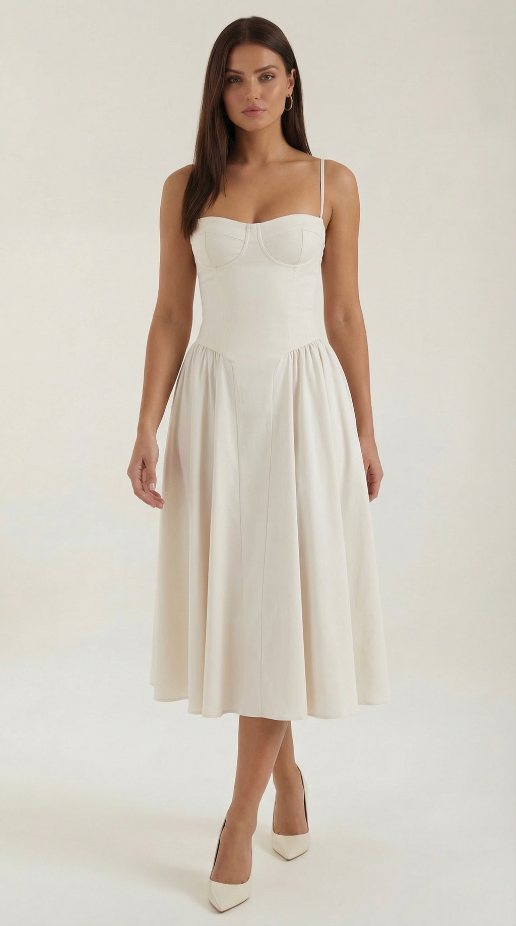 Corset Midi Dress in Stretch Fabric - Elegant Evening Wear for Special Occasions