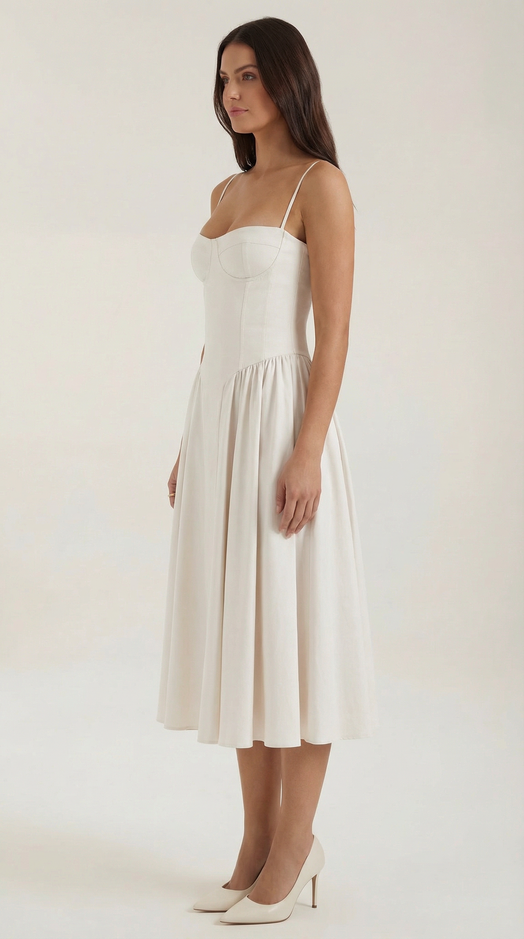 Corset Midi Dress in Stretch Fabric - Elegant Evening Wear for Special Occasions