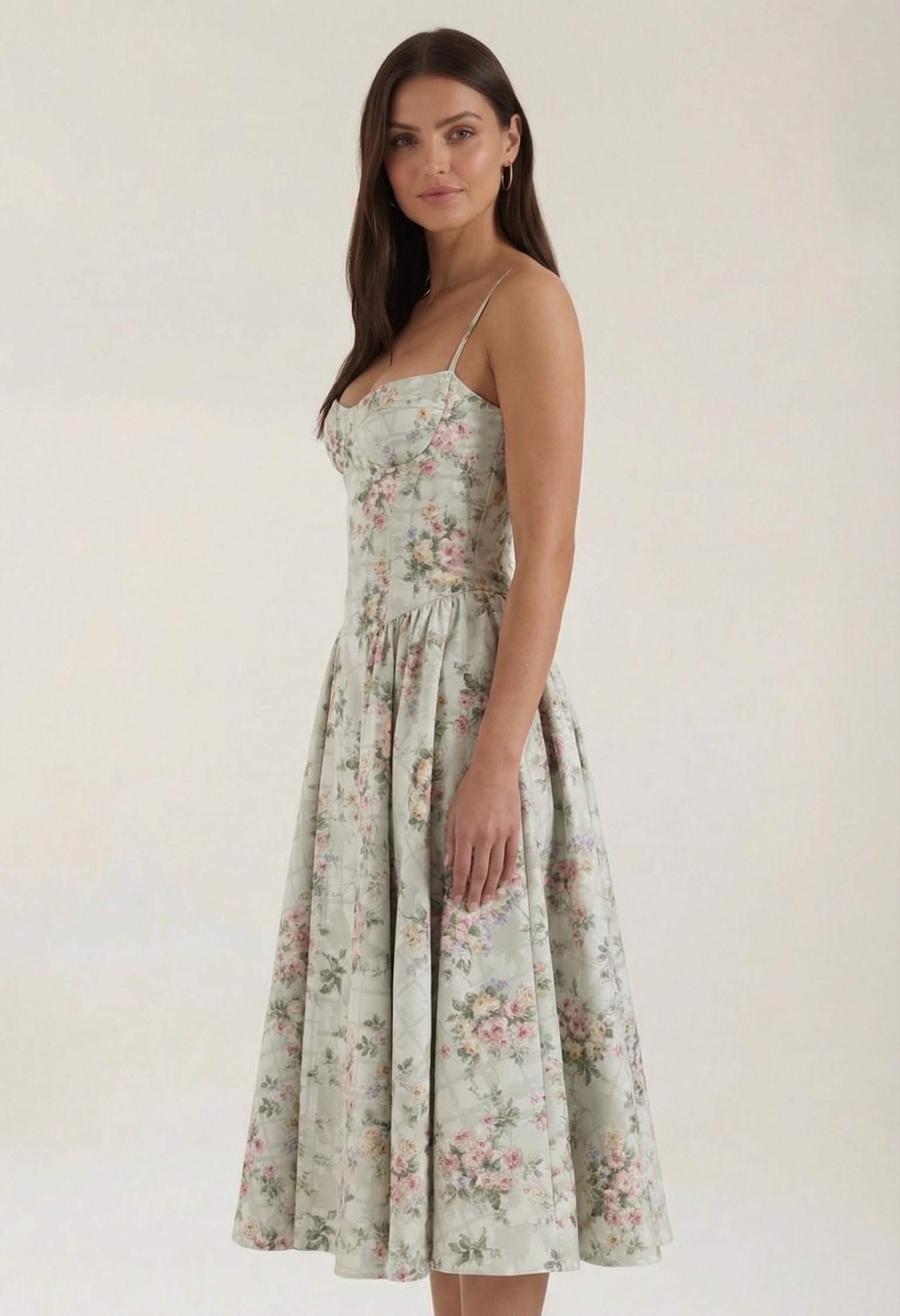 Corset Midi Dress in Stretch Fabric - Elegant Evening Wear for Special Occasions