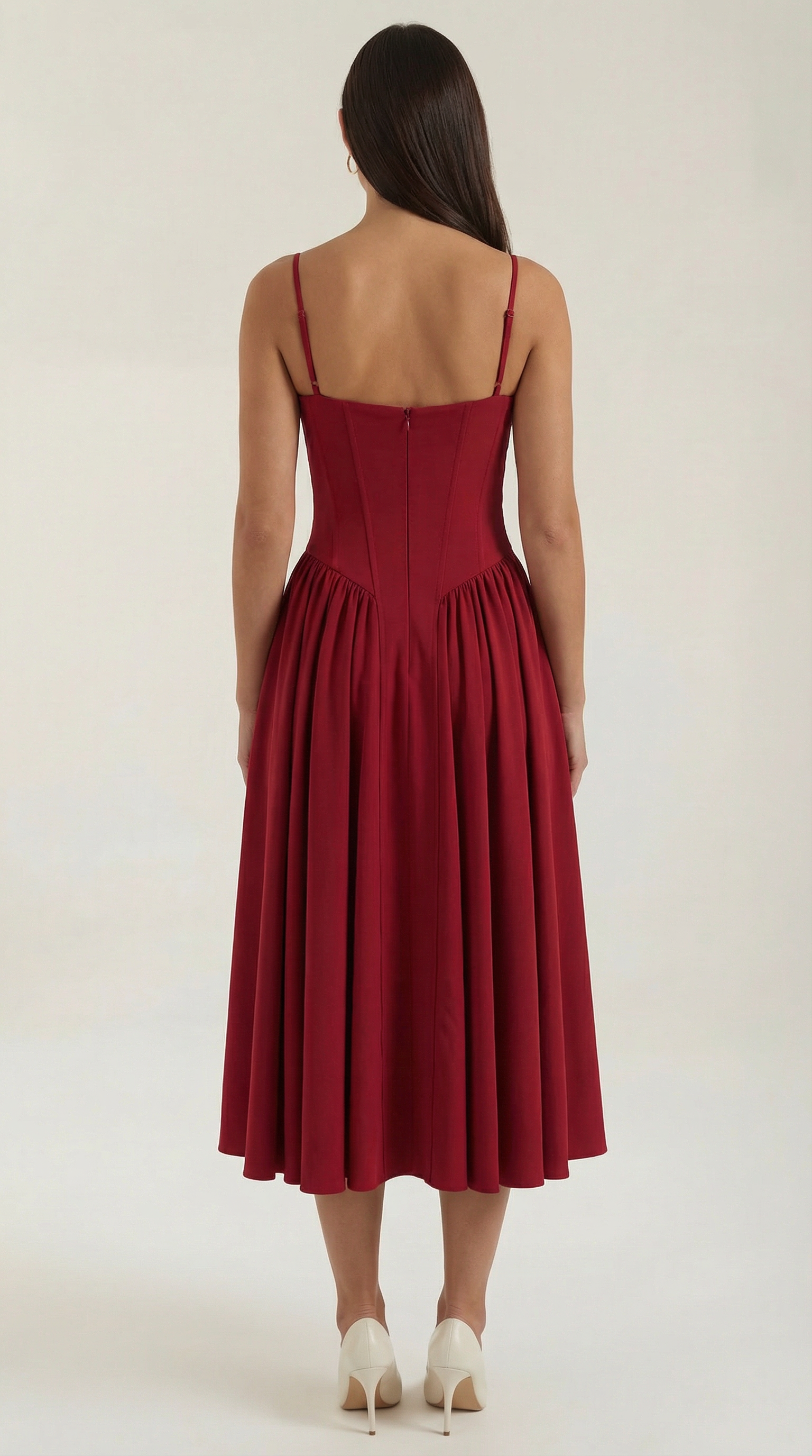 Corset Midi Dress in Stretch Fabric - Elegant Evening Wear for Special Occasions