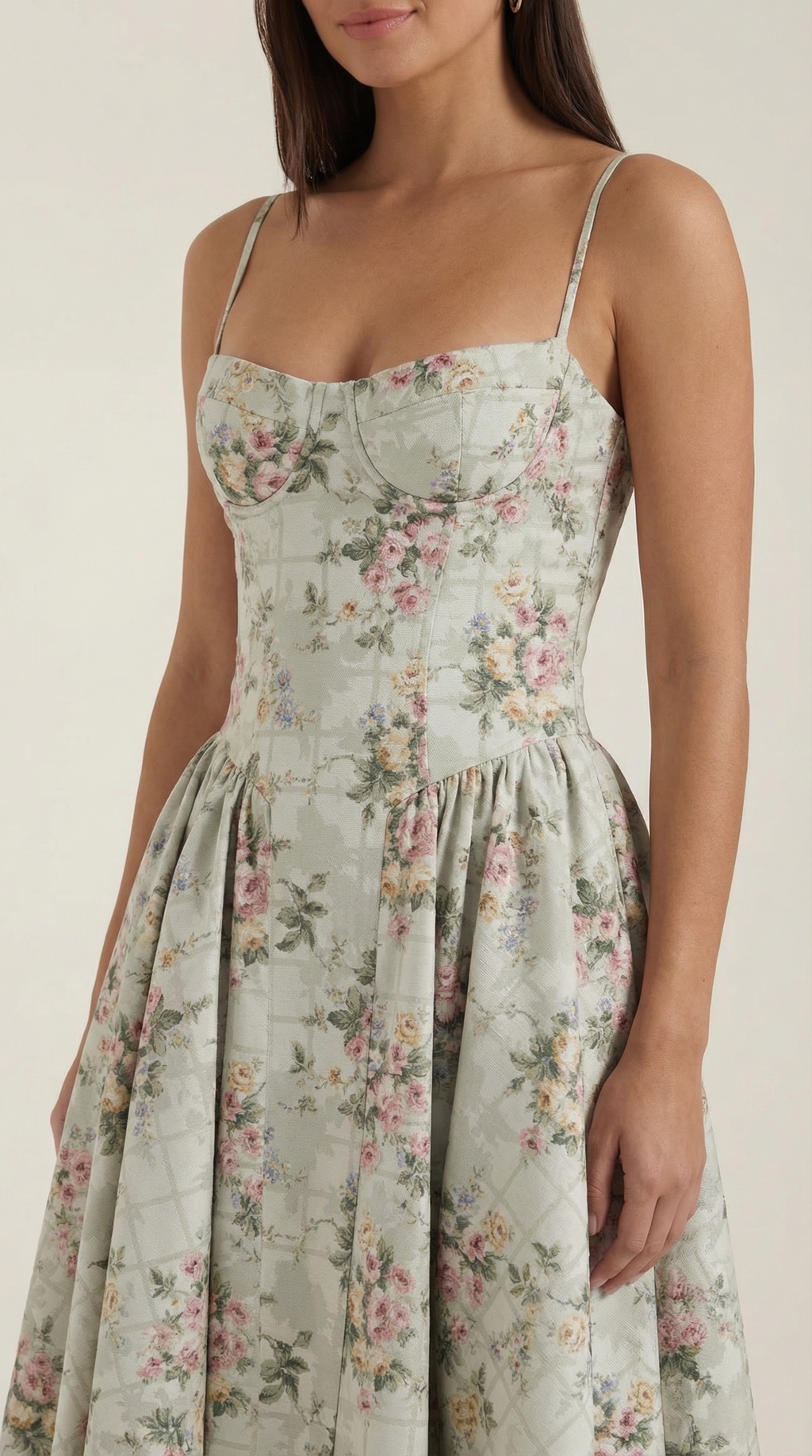 Corset Midi Dress in Stretch Fabric - Elegant Evening Wear for Special Occasions