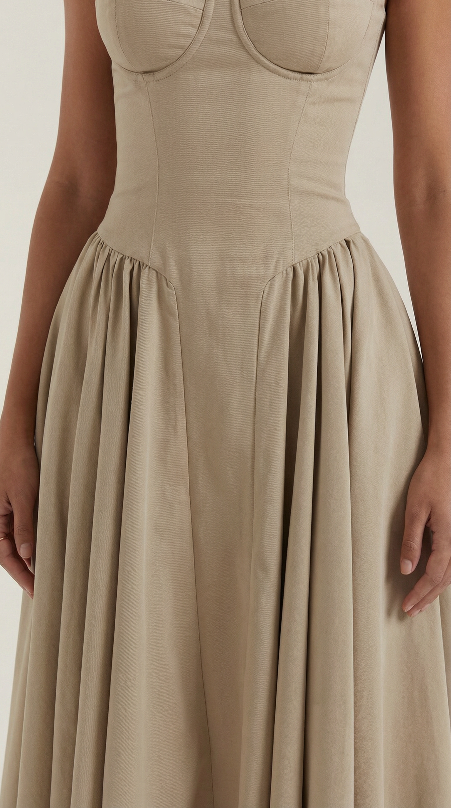 Corset Midi Dress in Stretch Fabric - Elegant Evening Wear for Special Occasions