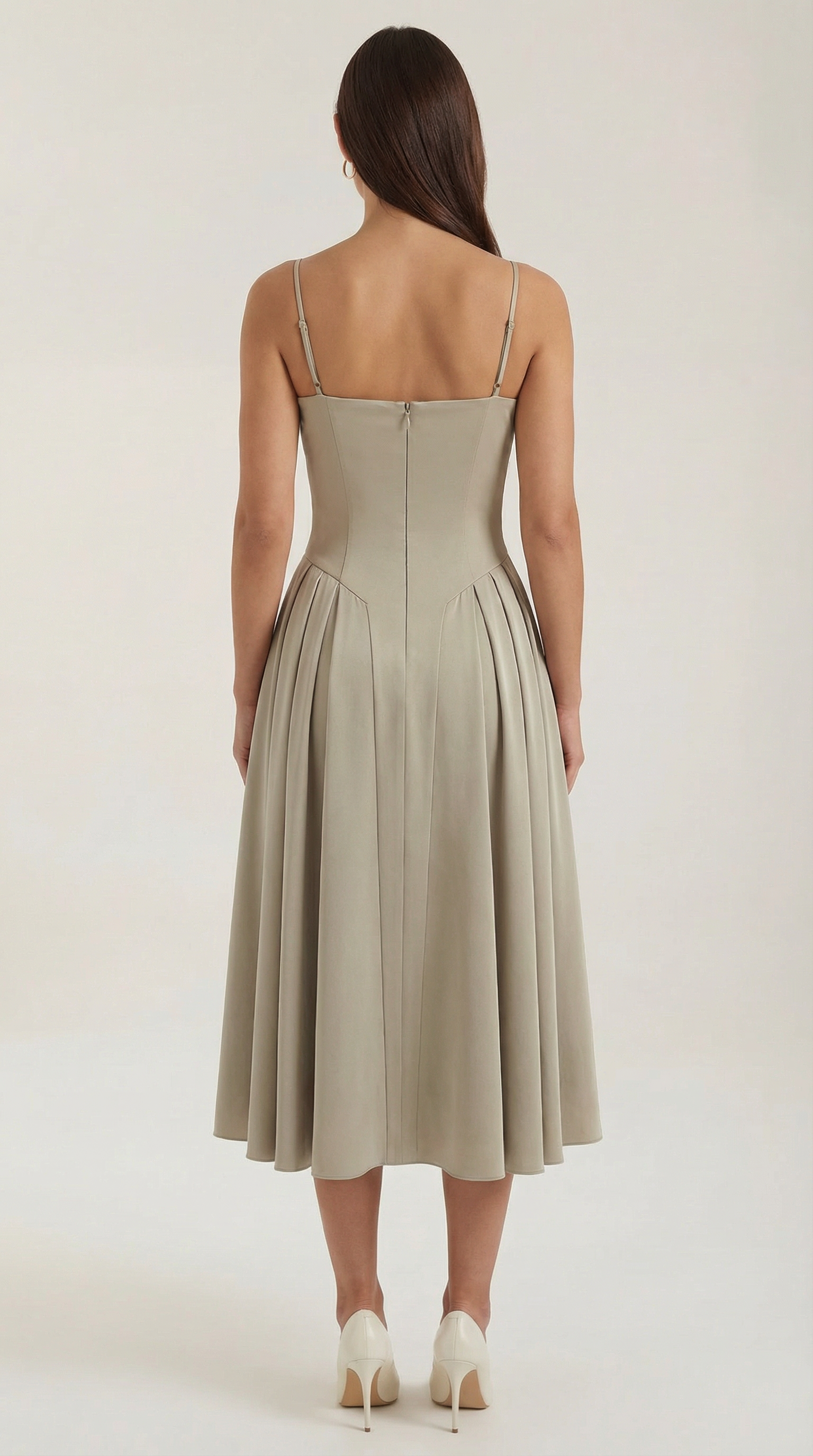 Corset Midi Dress in Stretch Fabric - Elegant Evening Wear for Special Occasions