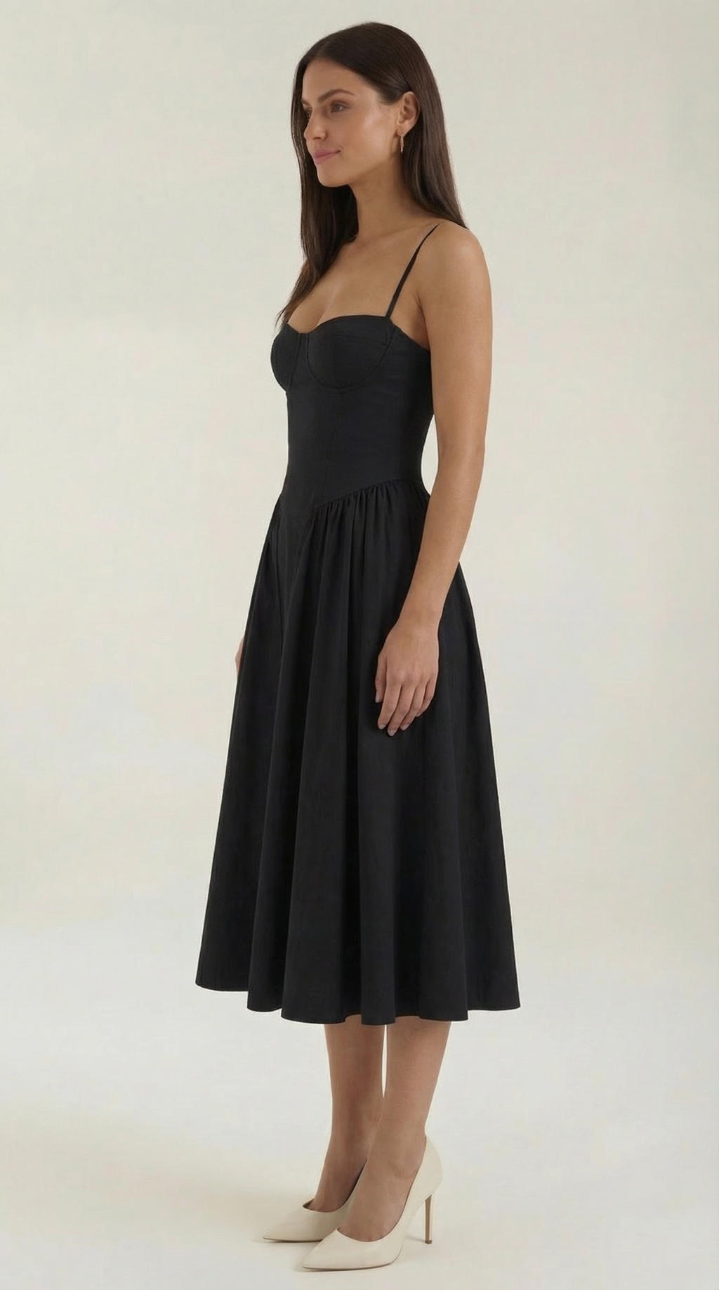 Corset Midi Dress in Stretch Fabric - Elegant Evening Wear for Special Occasions