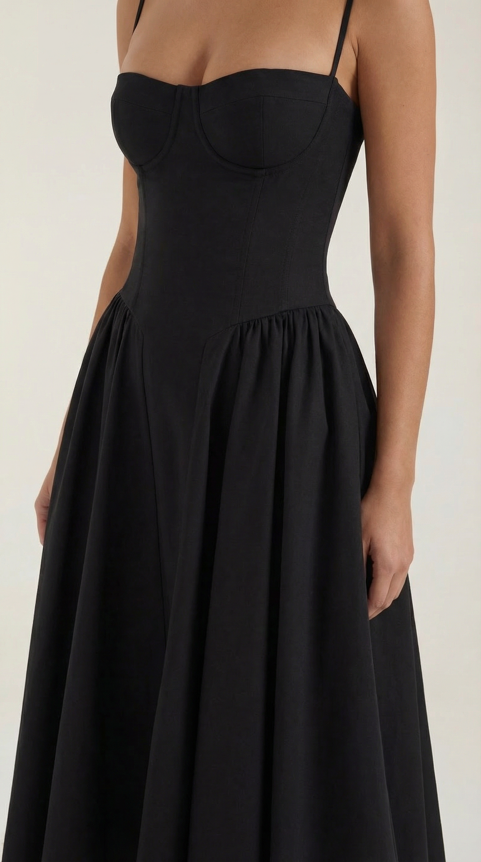 Corset Midi Dress in Stretch Fabric - Elegant Evening Wear for Special Occasions