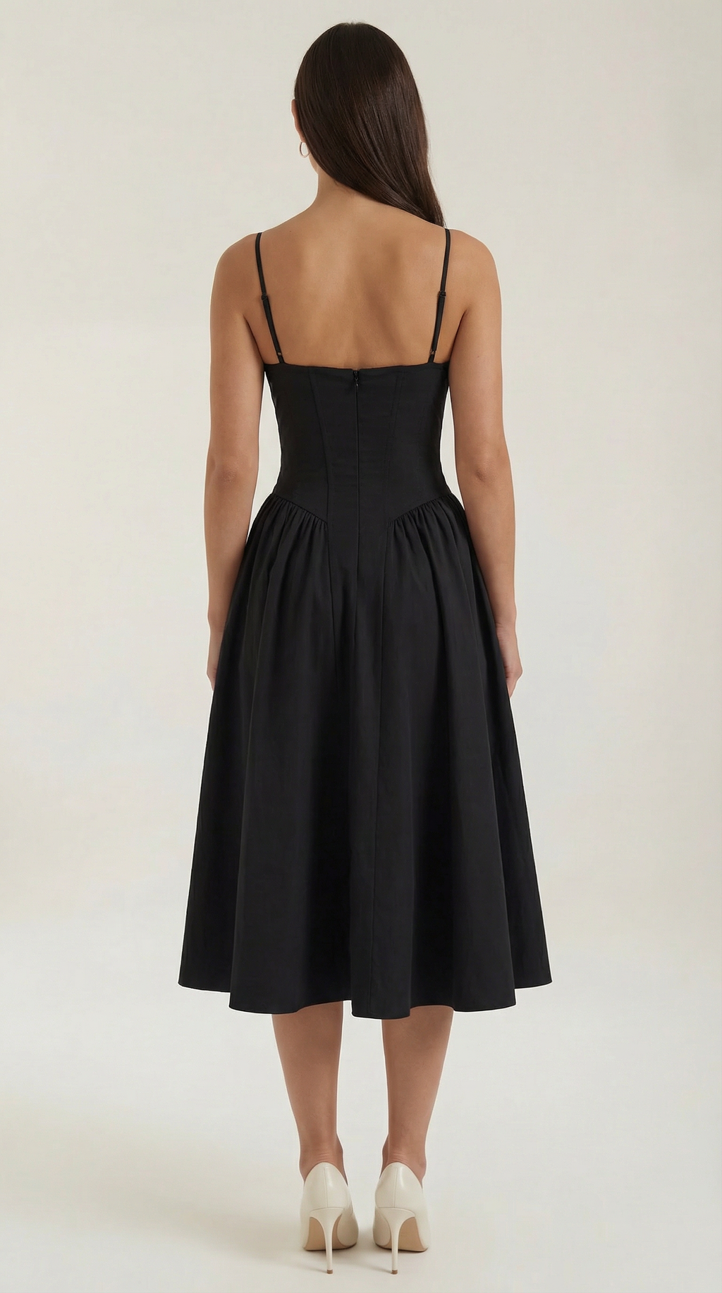 Corset Midi Dress in Stretch Fabric - Elegant Evening Wear for Special Occasions