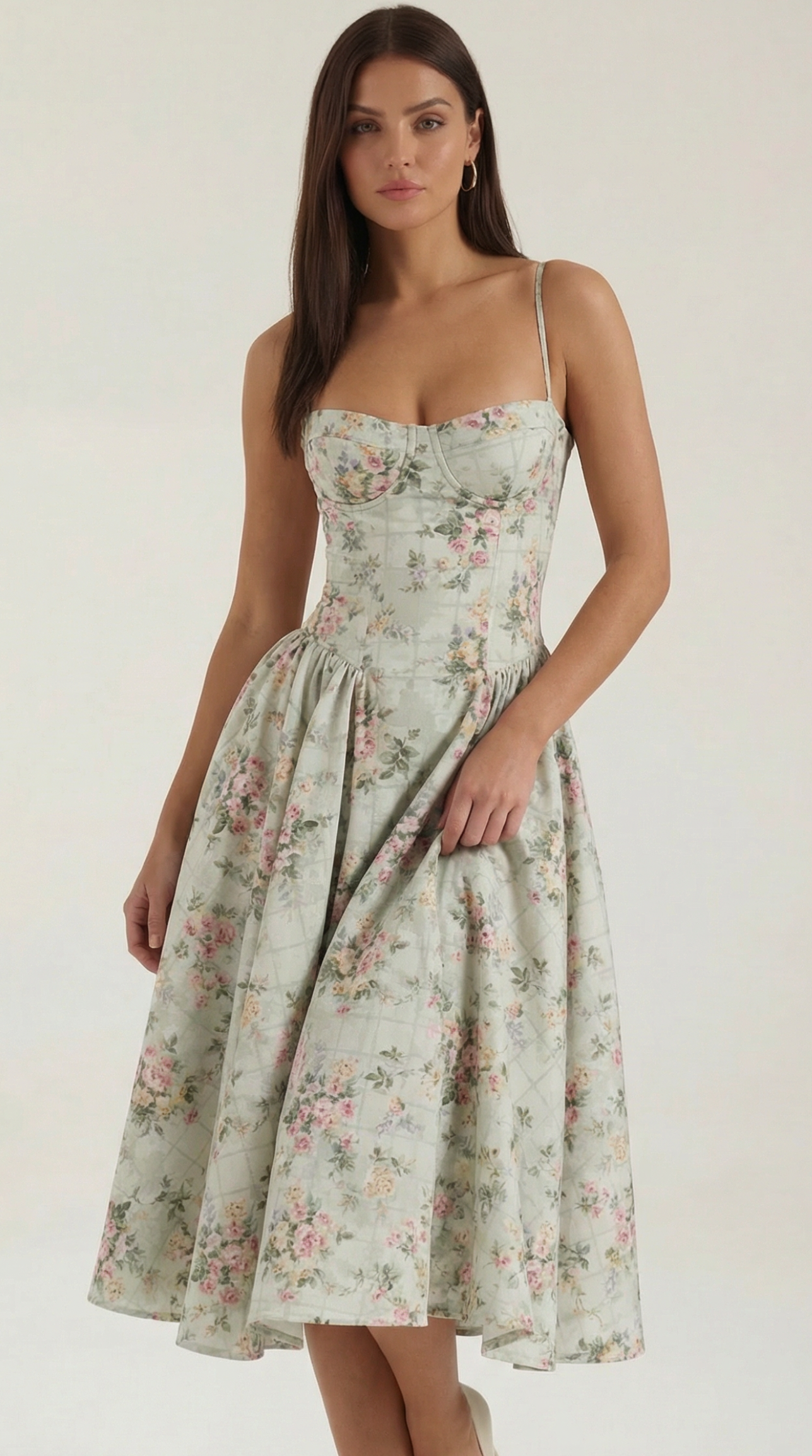 Corset Midi Dress in Stretch Fabric - Elegant Evening Wear for Special Occasions