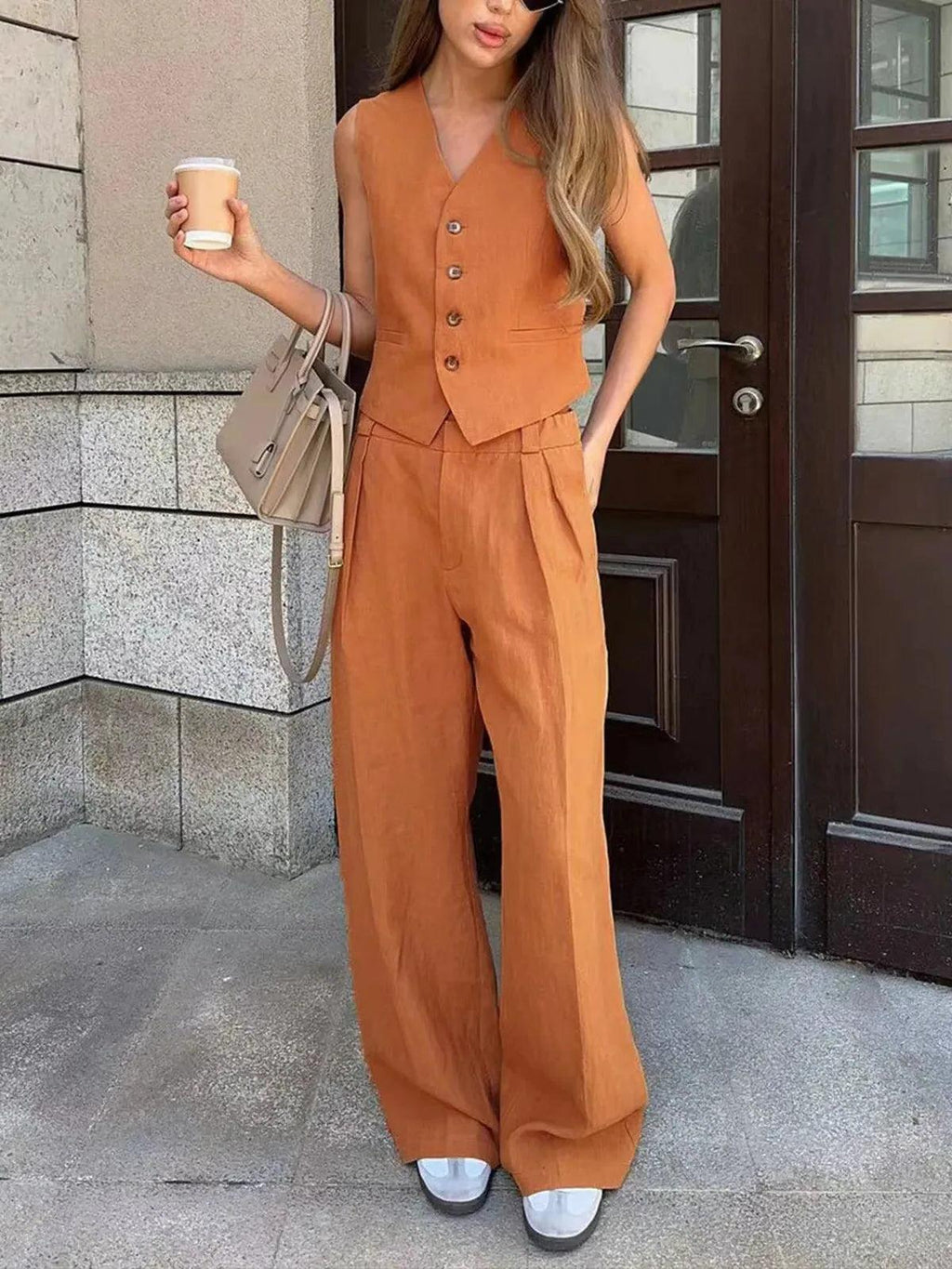 Cotton Linen Casual Two-Piece Outfit for Relaxation and Everyday Wear