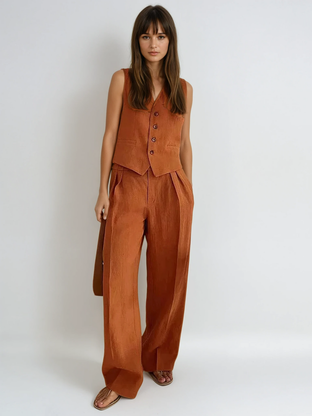 Cotton Linen Casual Two-Piece Outfit for Relaxation and Everyday Wear
