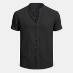 Cotton Linen Short Sleeve Shirt for Men - Relaxed Fit Casual Wear