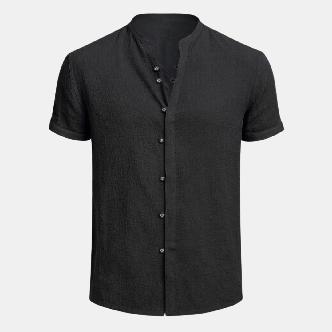Cotton Linen Short Sleeve Shirt for Men - Relaxed Fit Casual Wear