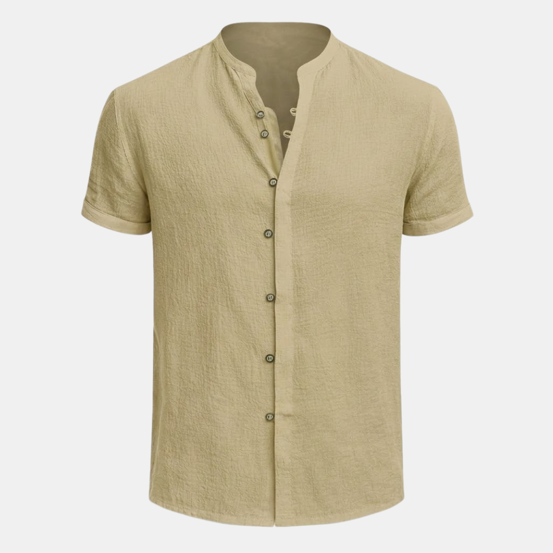 Cotton Linen Short Sleeve Shirt for Men - Relaxed Fit Casual Wear