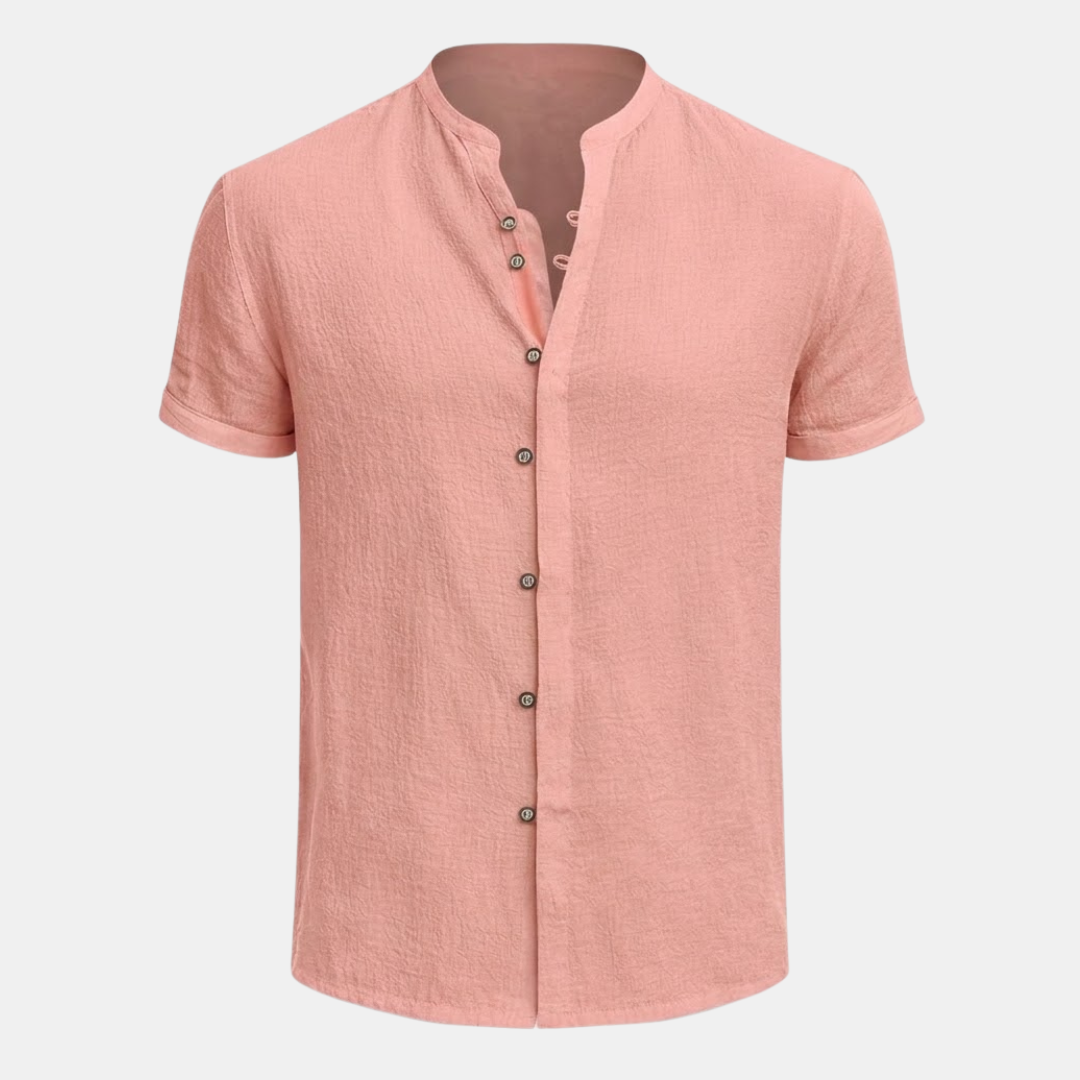 Cotton Linen Short Sleeve Shirt for Men - Relaxed Fit Casual Wear