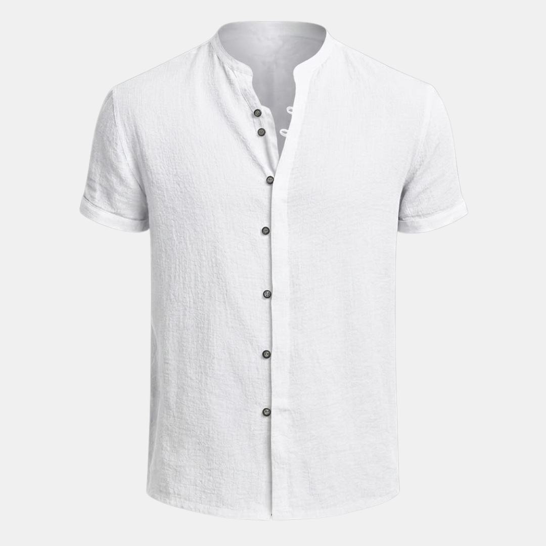 Cotton Linen Short Sleeve Shirt for Men - Relaxed Fit Casual Wear