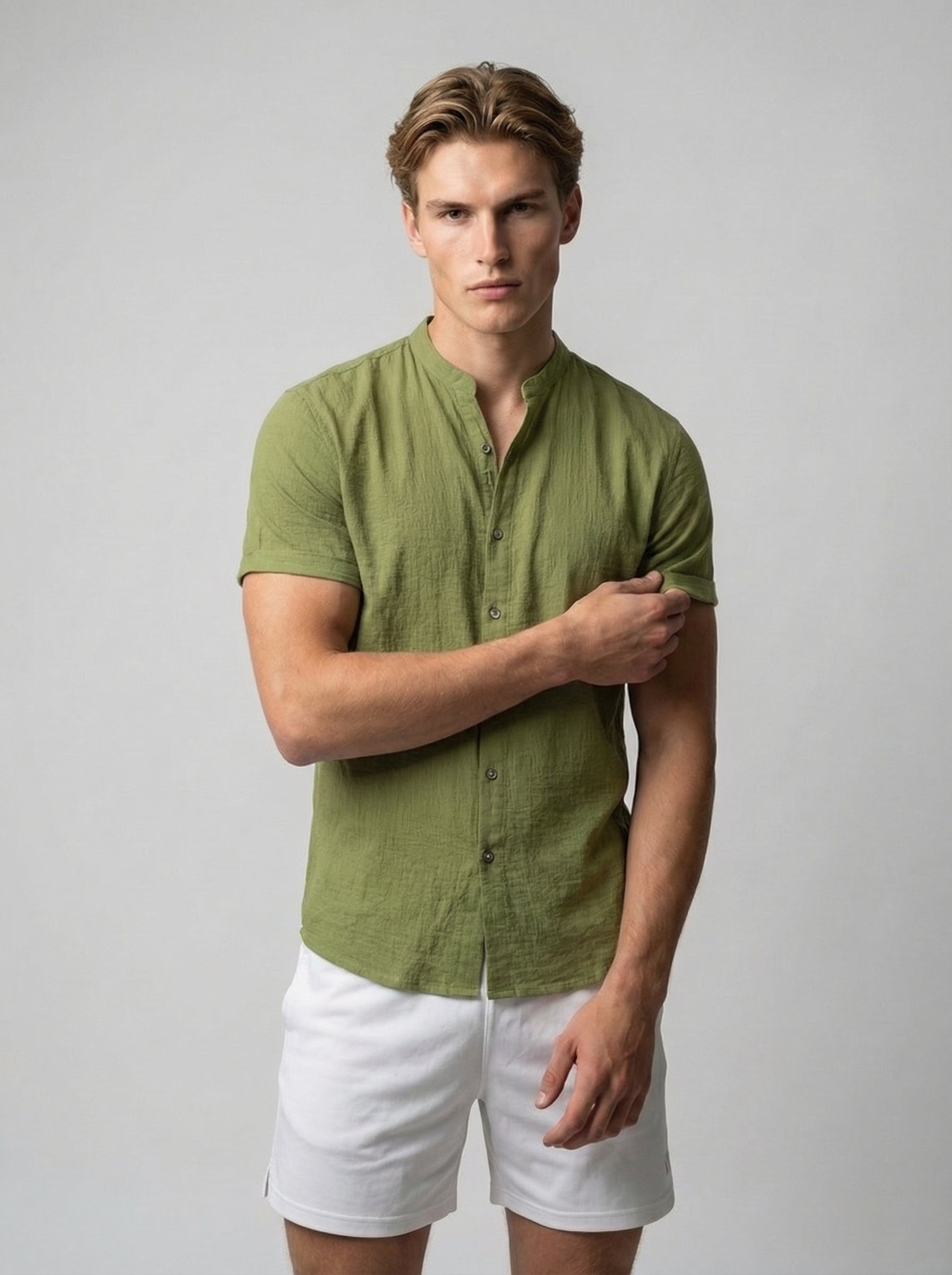 Cotton Linen Short Sleeve Shirt for Men - Relaxed Fit Casual Wear