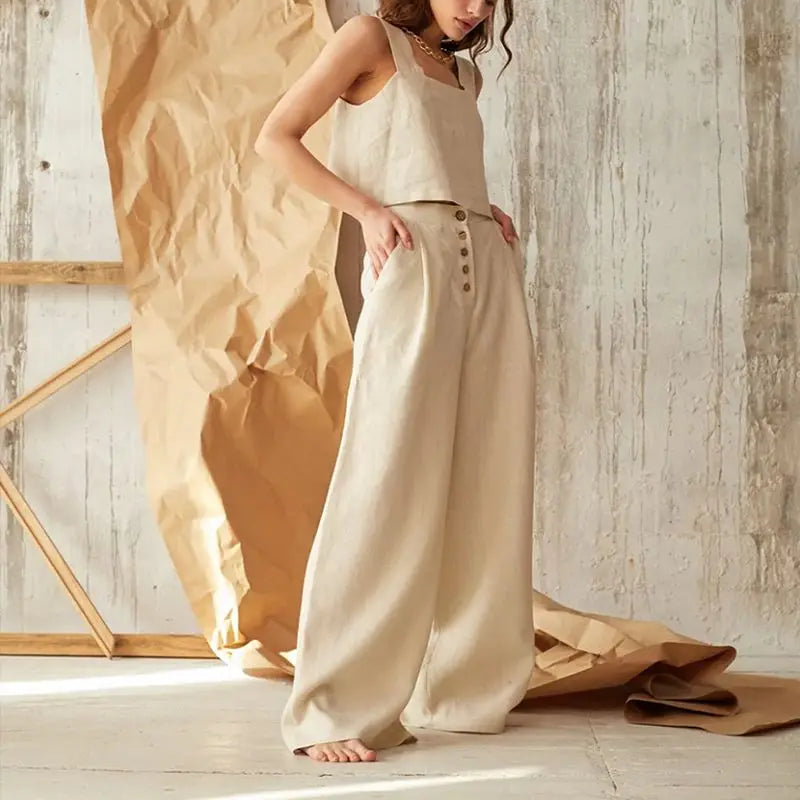 Cotton Wide-Leg Pants for Women | Comfortable Casual Trousers
