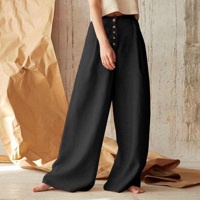 Cotton Wide-Leg Pants for Women | Comfortable Casual Trousers