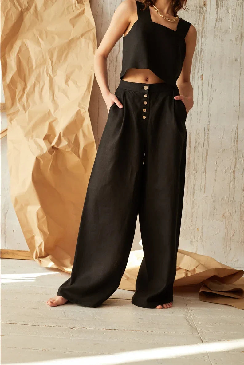 Cotton Wide-Leg Pants for Women | Comfortable Casual Trousers