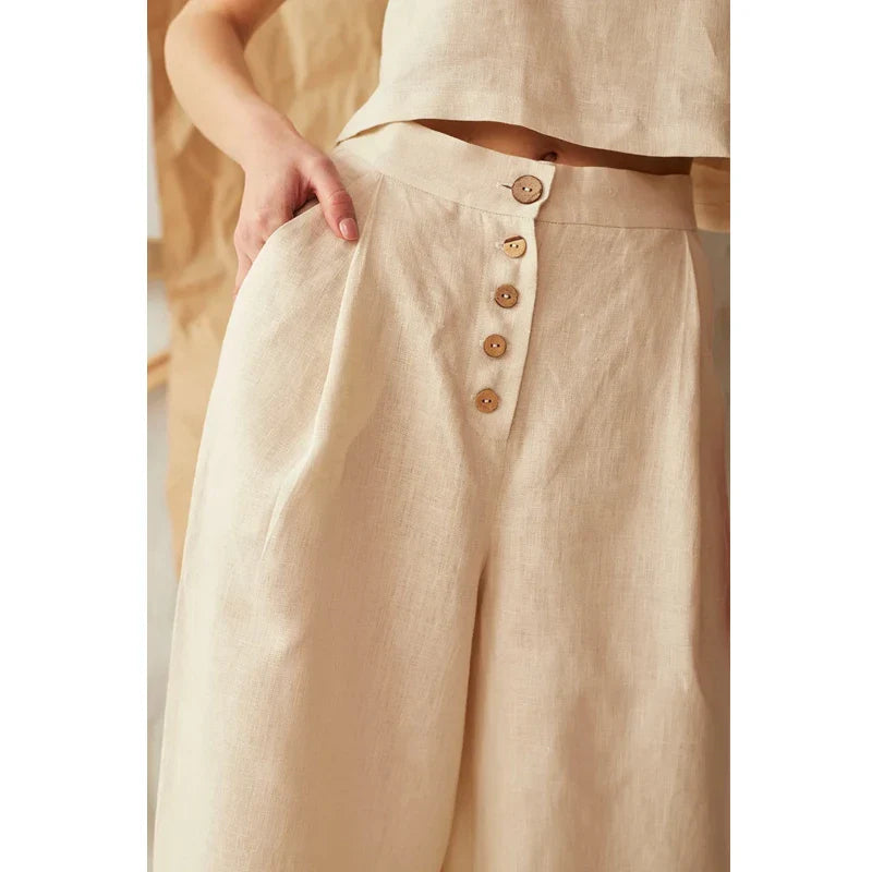 Cotton Wide-Leg Pants for Women | Comfortable Casual Trousers