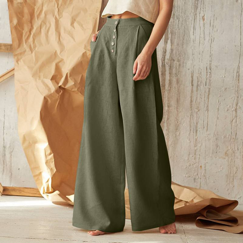 Cotton Wide-Leg Pants for Women | Comfortable Casual Trousers