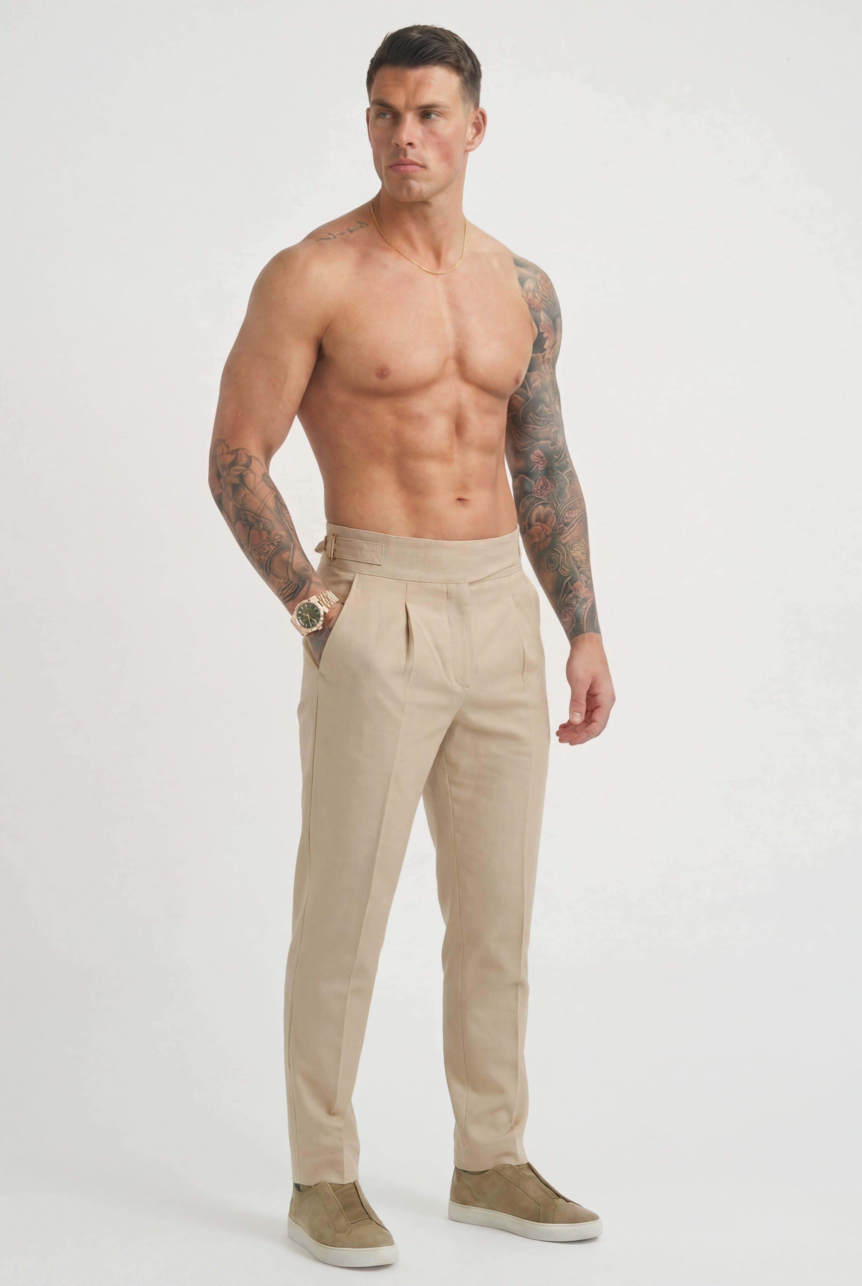 Cream Trousers - Lightweight Fabric, Casual Style, Perfect for Everyday Wear