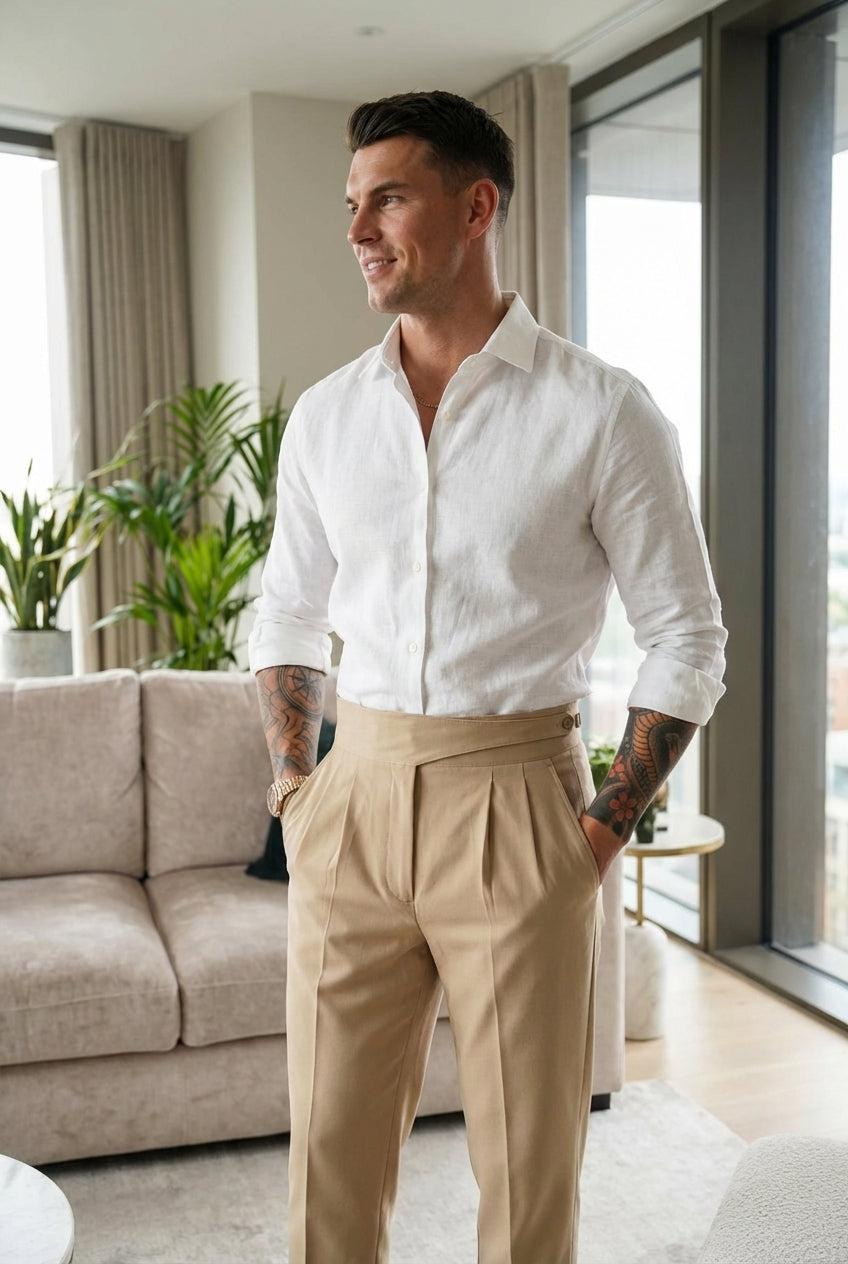 Cream Trousers - Lightweight Fabric, Casual Style, Perfect for Everyday Wear
