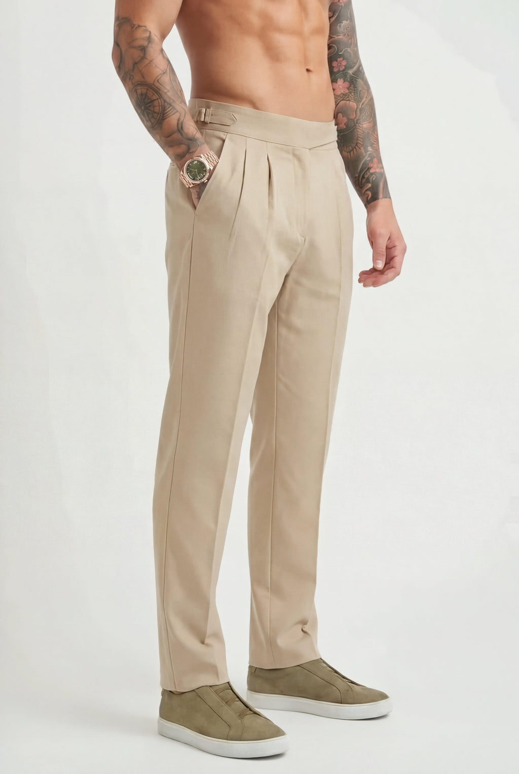 Cream Trousers - Lightweight Fabric, Casual Style, Perfect for Everyday Wear