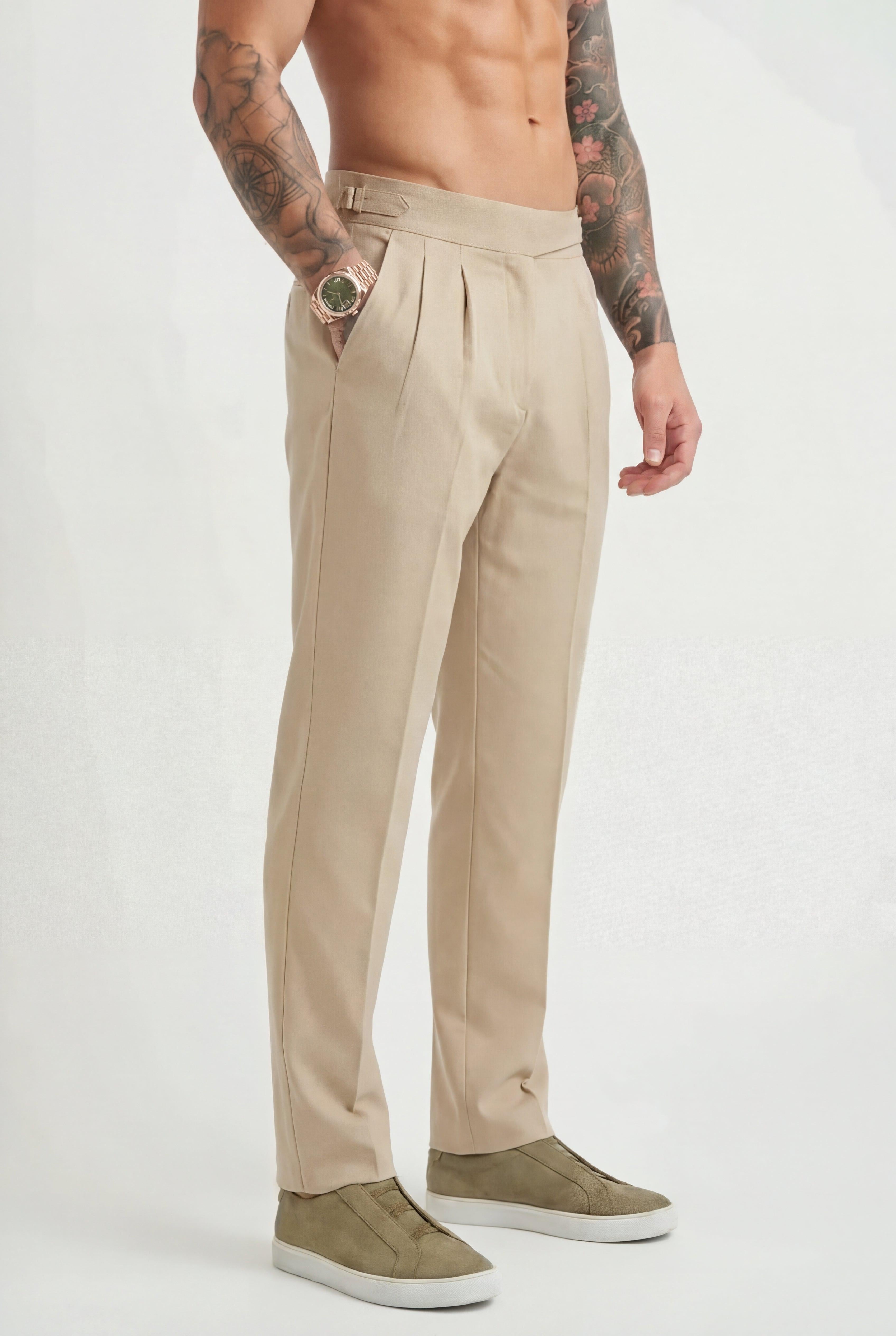 Cream Trousers - Lightweight Fabric, Casual Style, Perfect for Everyday Wear