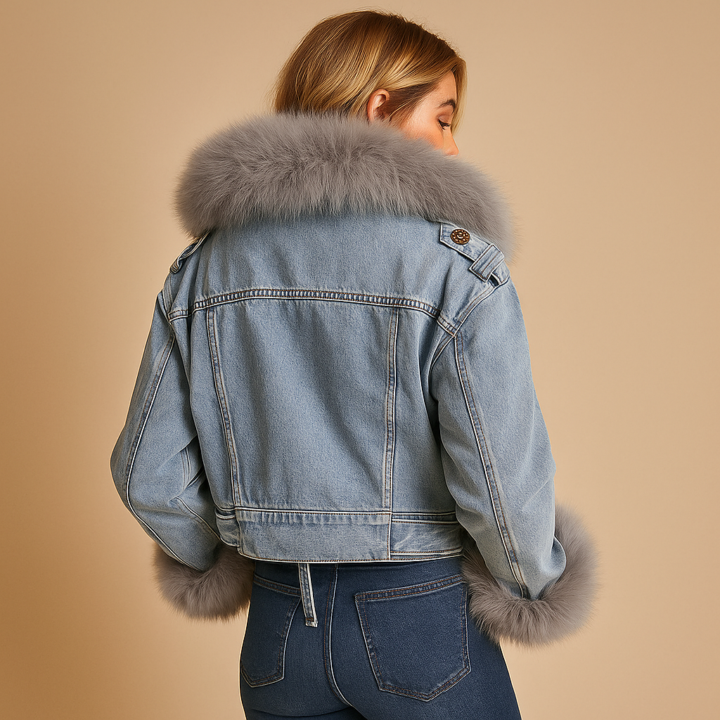 Cropped Denim Winter Jacket for Women | Warm Casual Outerwear for Cold Weather | Stylish Layering Piece for Everyday Wear